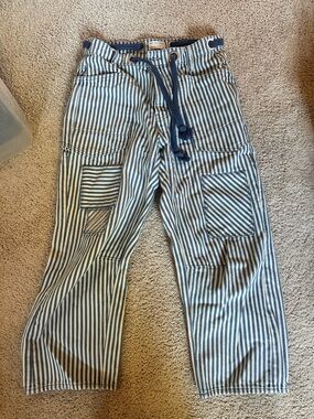 We The Free Navy and White Striped Drawcord Detail Pants